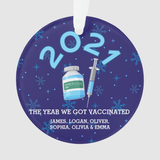 2021 Personalisierte Familiennamen Impfstoff Weihn Ornament (Vorderseite)