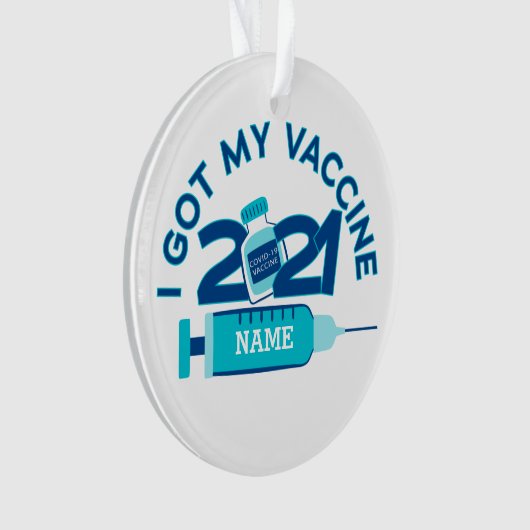2021 Personalisierter Name Impfstoff Weihnachten Ornament (Vorderseite)