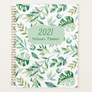 2021 Personalisiertes botanisches Muster rustikal Planer