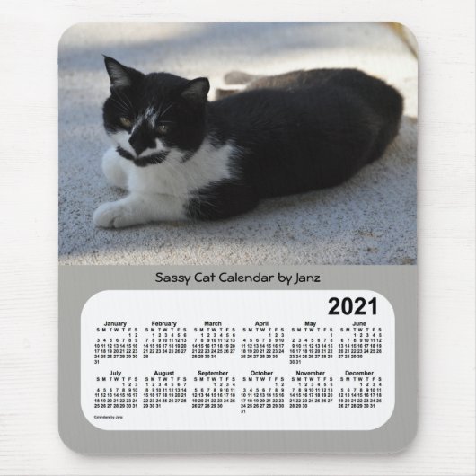 2021 Sassy Cat Calendar von Janz Mousepad (Vorne)