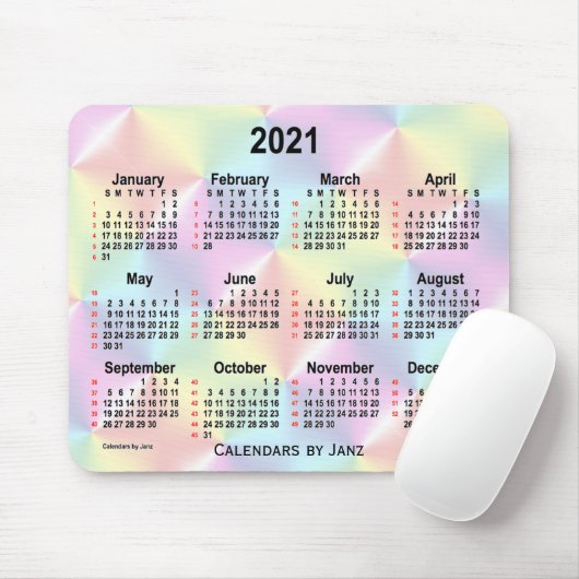 2021 Satin Rainbow 52 Weeks Calendar by Janz Mousepad (Mit Mouse)