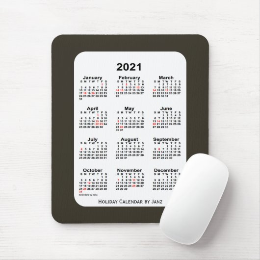 2021 Sepia Blue Holiday Calendar von Janz Mousepad (Mit Mouse)
