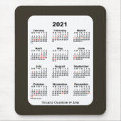 2021 Sepia Blue Holiday Calendar von Janz Mousepad (Vorne)