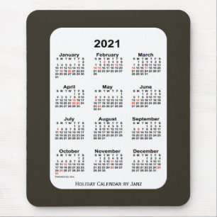 2021 Sepia Blue Holiday Calendar von Janz Mousepad