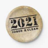 2021 Sober & Clean Celebrates Erholung Sobriety Pappteller (Vorderseite)