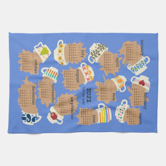 2021 Spill the Tea Calendar Kitchen Handtuch (Horizontal)