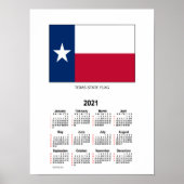 2021 Texas State Flag 52 Weeks Calendar by Janz Poster (Vorne)