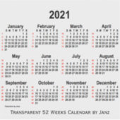 2021 Transparenter 52-Wochen-Kalender von Janz Aufkleber (Vorderseite)