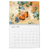2021 Vintage Schmetterlinge und Blume Kalender (Jan 2027)