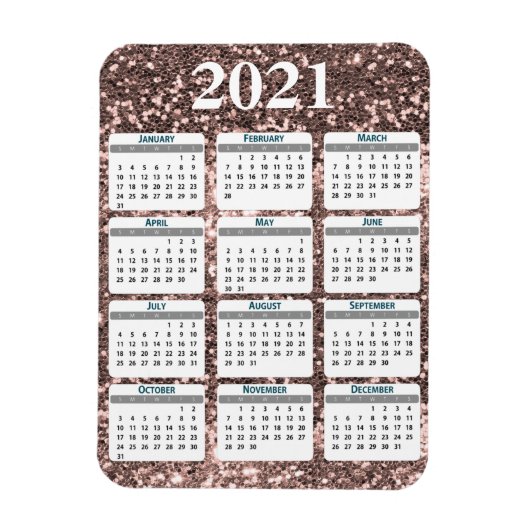 2021 Volljähriger Kirchenkalender Glitzer Sparkle Magnet (Vertikal)