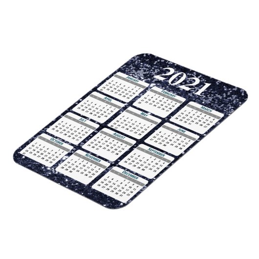 2021 Volljähriger Kirchenkalender Glitzer Sparkle Magnet (Linke Seite)