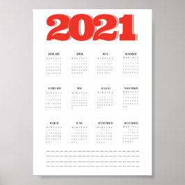 2021 Wand-Kalender-Poster Poster