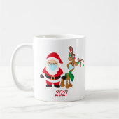 2021 Weihnachtscovid Reindeer Santa mit Gesichtsma Kaffeetasse (Links)