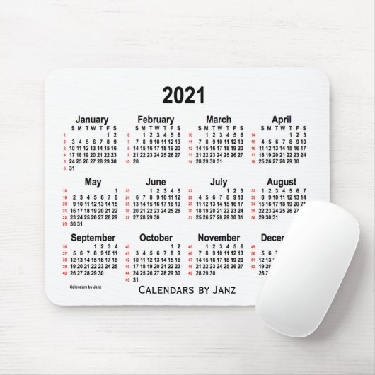 2021 Weißer 52-Wochen-Kalender von Janz Mousepad (Mit Mouse)