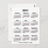 2021 Weißer 52-Wochen-Kalender von Janz Postkarte (Vorne/Hinten)