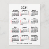 2021 Weißer 52-Wochen-Kalender von Janz Postkarte (Vorderseite)