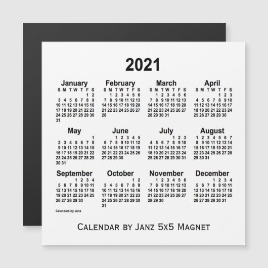 2021 Weißkalender von Janz 5x5 Magnet (Vorne/Hinten)