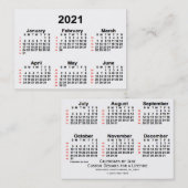 2021 White 52 Week Calendar by Janz Business Cards Visitenkarte (Vorne/Hinten)