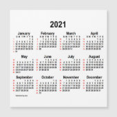 2021 White 52 Weeks Calendar by Janz 5x5 Magnet (Vorderseite)
