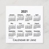 2021 White Calendar by Janz Square Business Card Quadratische Visitenkarte (Vorderseite)