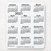 2021 White Large Print Calendar von Janz Mousepad (Vorne)