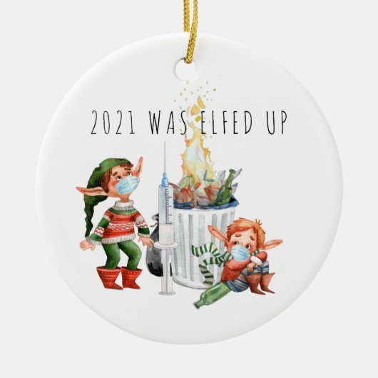 2021 wurde aufgegeben | Funny 2021 Dumpster Fire Keramik Ornament (Vorne)