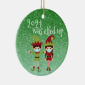 2021 wurde der Glitzer der sonnigen Covid-Gesichts Keramik Ornament (Rechts)