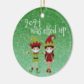 2021 wurde der Glitzer der sonnigen Covid-Gesichts Keramik Ornament (Links)