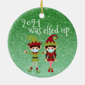 2021 wurde der Glitzer der sonnigen Covid-Gesichts Keramik Ornament (Hinten)