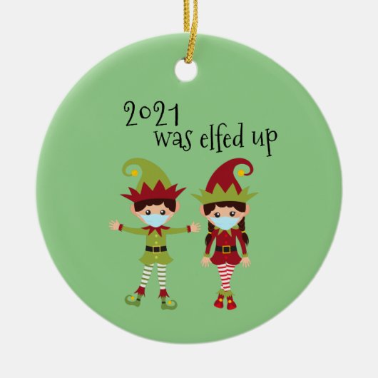 2021 wurde der sternförmige Elf der Covid-Gesichts Keramik Ornament (Vorne)