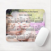 2021 Year Monthly Calendar Black Text Add Mousepad (Mit Mouse)