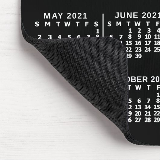 2021 Year Monthly Calendar Custom Black and White Mousepad (Ecke)