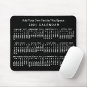 2021 Year Monthly Calendar Custom Black and White Mousepad (Mit Mouse)