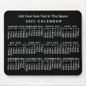 2021 Year Monthly Calendar Custom Black and White Mousepad (Vorne)