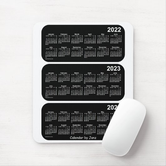 2022-2024 Weißer Neon 3-Jahres-Kalender von Janz Mousepad (Mit Mouse)