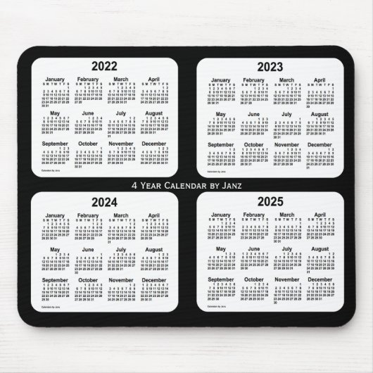 2022-2025 Schwarz-Weiß-Kalender von Janz Mousepad (Vorne)