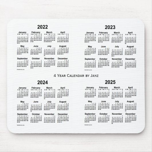 2022-2025 Weißer Vierjahreskalender von Janz Mousepad (Vorne)