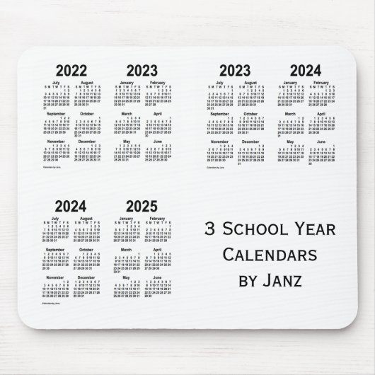 2022-2025 White 3 School Year Calendars von Janz Mousepad (Vorne)