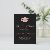 2022 Abitur Party Blush Pink Black Elegant Inv Postkarte (Stehend Vorderseite)