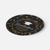 2022 Abschluss Black Gold Streamers Custom Party Pappteller (Schrägansicht)