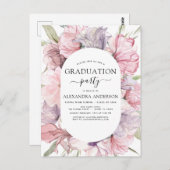 2022 Abschluss Boho Dusty Pink Lila Einladung Postkarte (Vorne/Hinten)