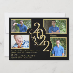 2022 Abschluss Class of Quad Foto Black Einladung