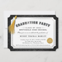 2022 Abschluss Diploma Black & White Einladung