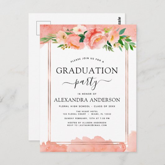 2022 Abschluss für Korallenpfirsichpfirsichkörbe g Postkarte (Vorne/Hinten)