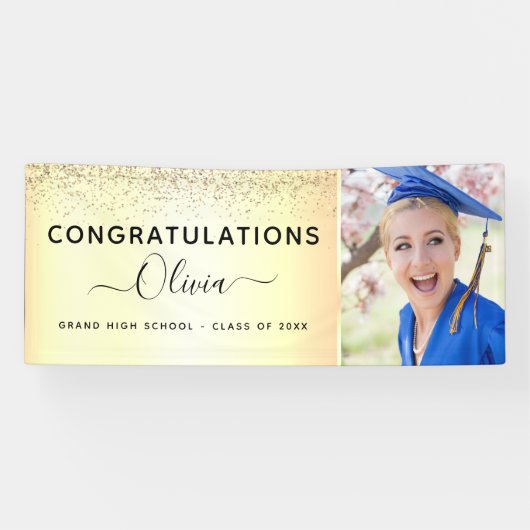 2022 Abschluss Glitzer Gold Black Banner (Horizontal)