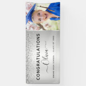 2022 Abschluss Glitzer Silver Black Banner (Vertikal)