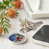 2022 Abschluss Keepake Foto Blau und Silber Schlüsselanhänger (Seite)