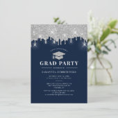 2022 Abschluss Navy Silver Glitzer Grad Party (Stehend Vorderseite)