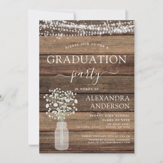 2022 Abschluss Rustikales Gipskraut Bauernhof Einladung (Vorderseite)