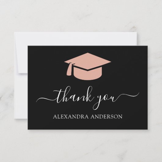 2022 Abschluss Vielen Dank Rose Gold Black Dankeskarte (Vorderseite)